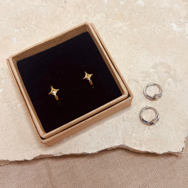 Starlight Huggie Hoops – Demi Fine Hoop Earrings – Little Nell Jewellery