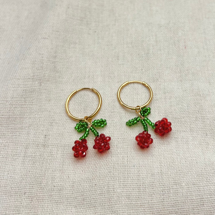 Cherry Hoops – Hoop Earrings – Little Nell Jewellery