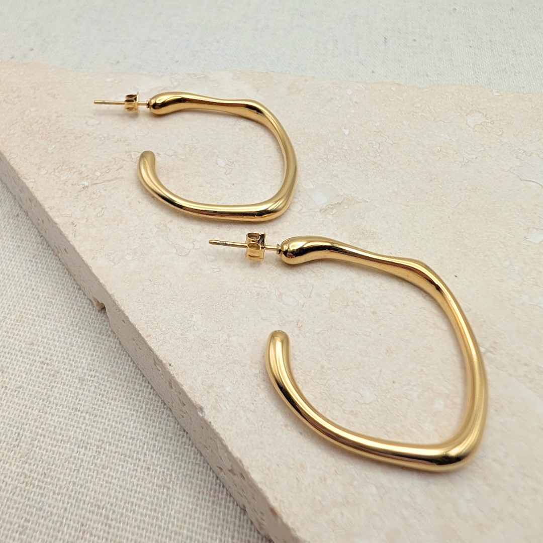 Everyday Gold Molten Hoops – Statement Earrings – Little Nell Jewellery