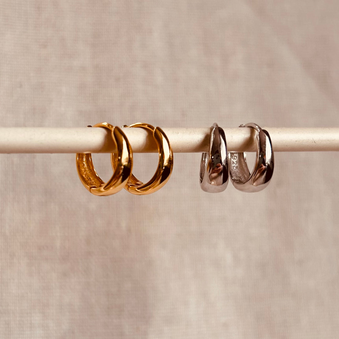 Minimal Wide Hoops – Demi Fine Hoop Earrings – Little Nell Jewellery