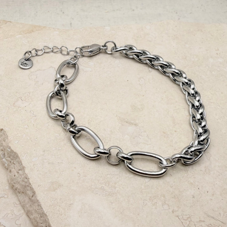Everyday Silver Mixed Chain Bracelet – Bracelet – Little Nell Jewellery