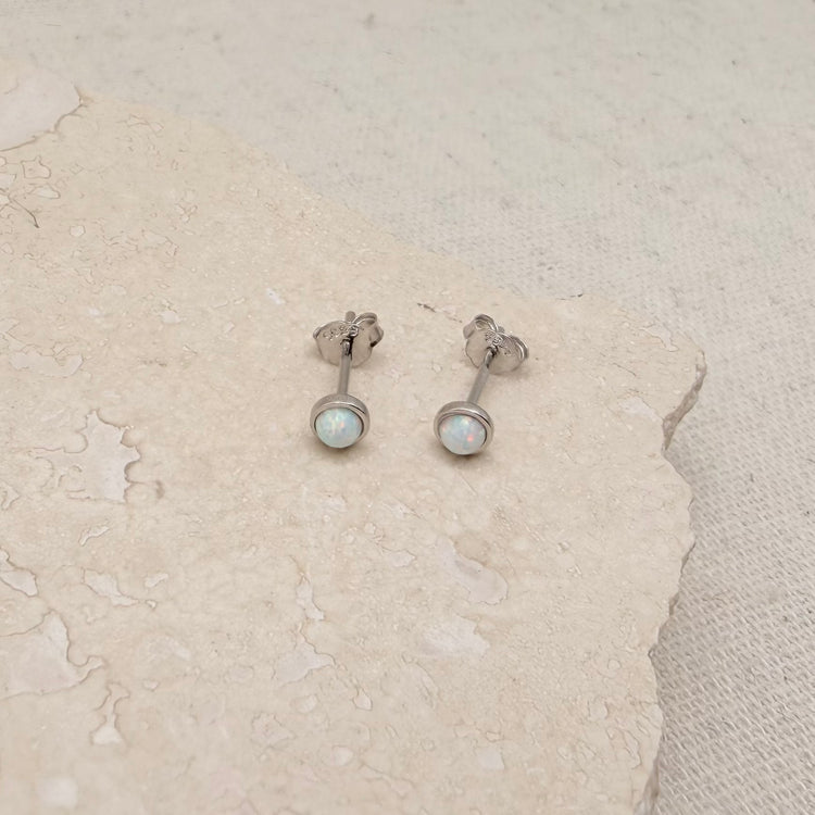 Silver Opal Studs – Stud Earrings – Little Nell Jewellery