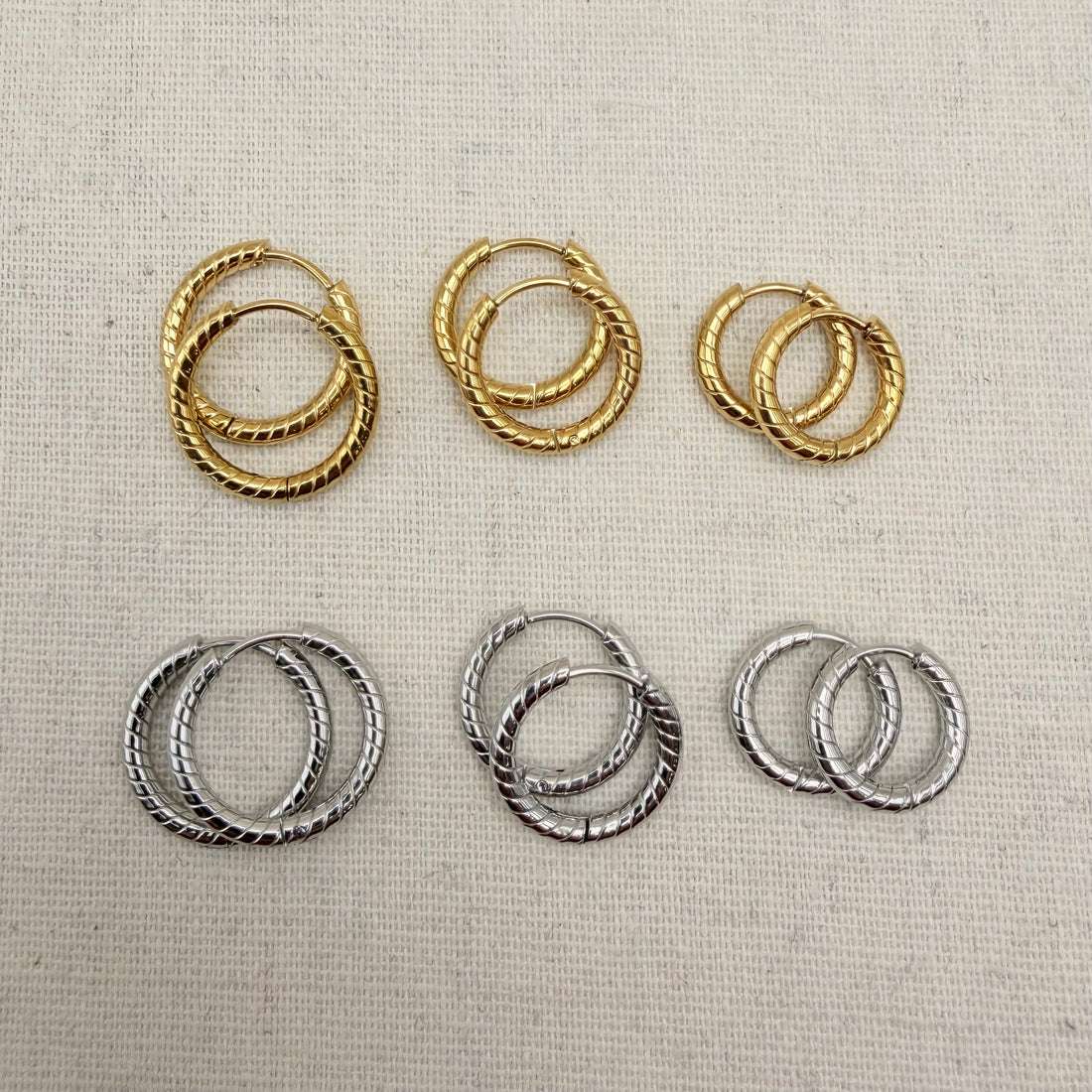 Everyday Ridged Huggies – Hoop Earrings – Little Nell Jewellery