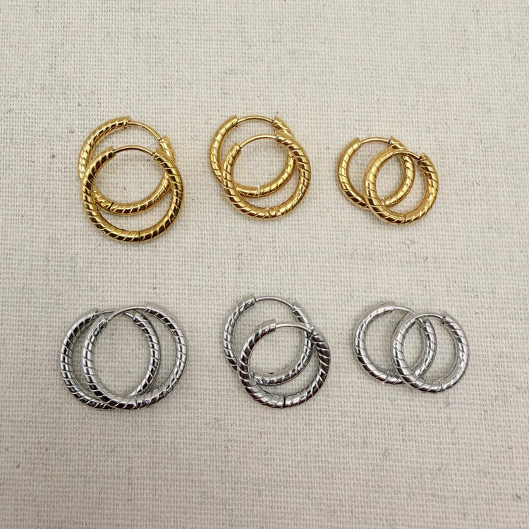 Everyday Ridged Huggies – Hoop Earrings – Little Nell Jewellery