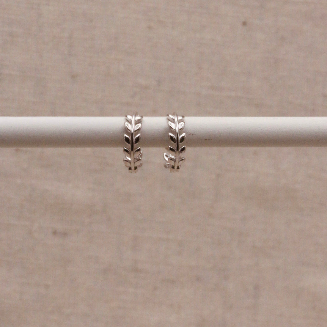 Silver Laurel Huggie Hoops – Demi Fine Hoop Earrings – Little Nell Jewellery