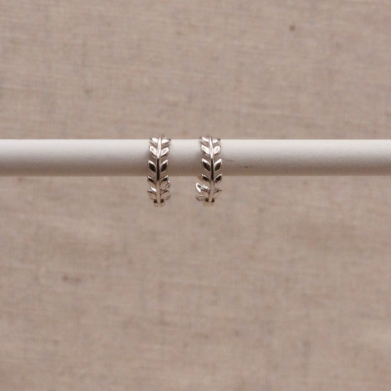 Silver Laurel Huggie Hoops