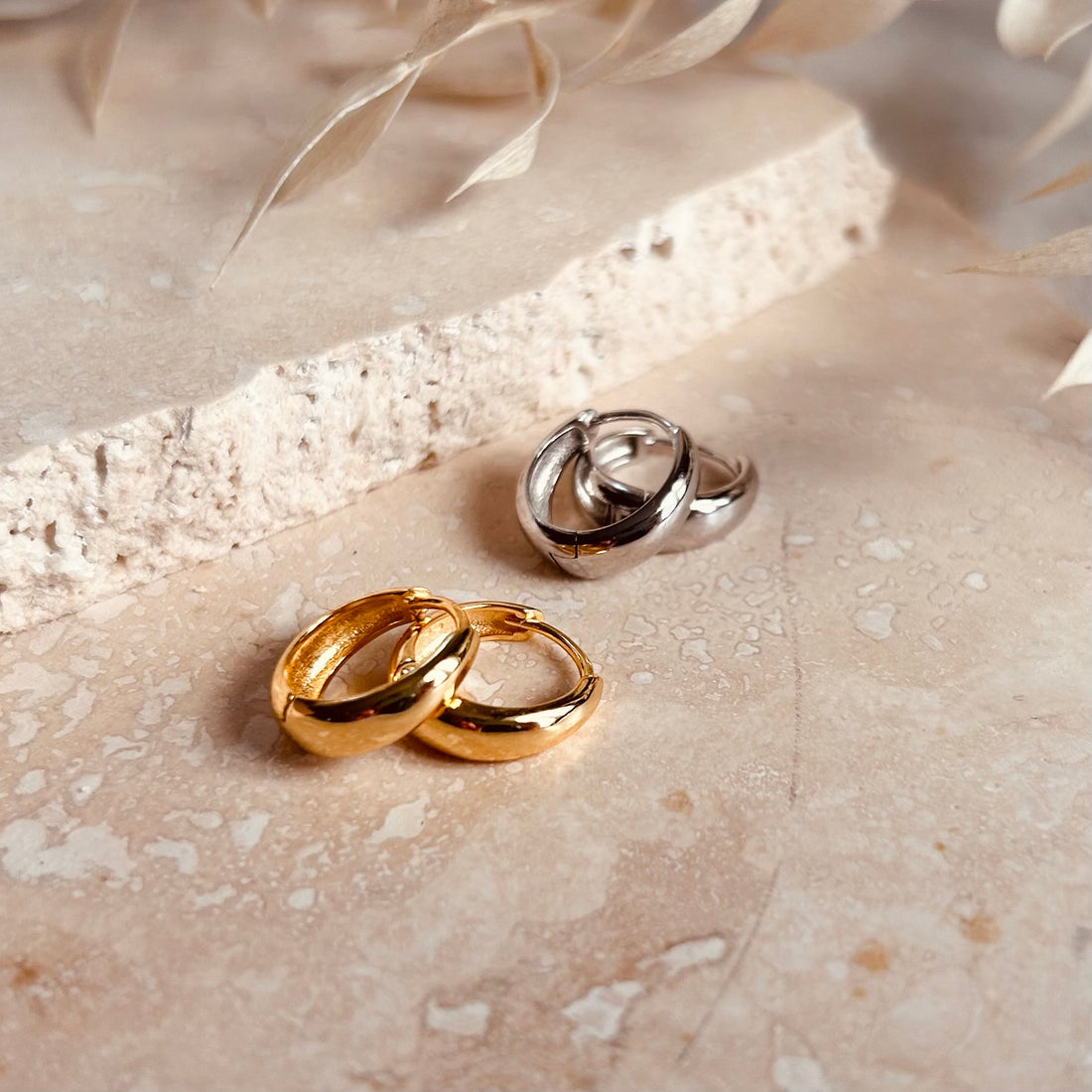 Minimal Wide Hoops – Demi Fine Hoop Earrings – Little Nell Jewellery