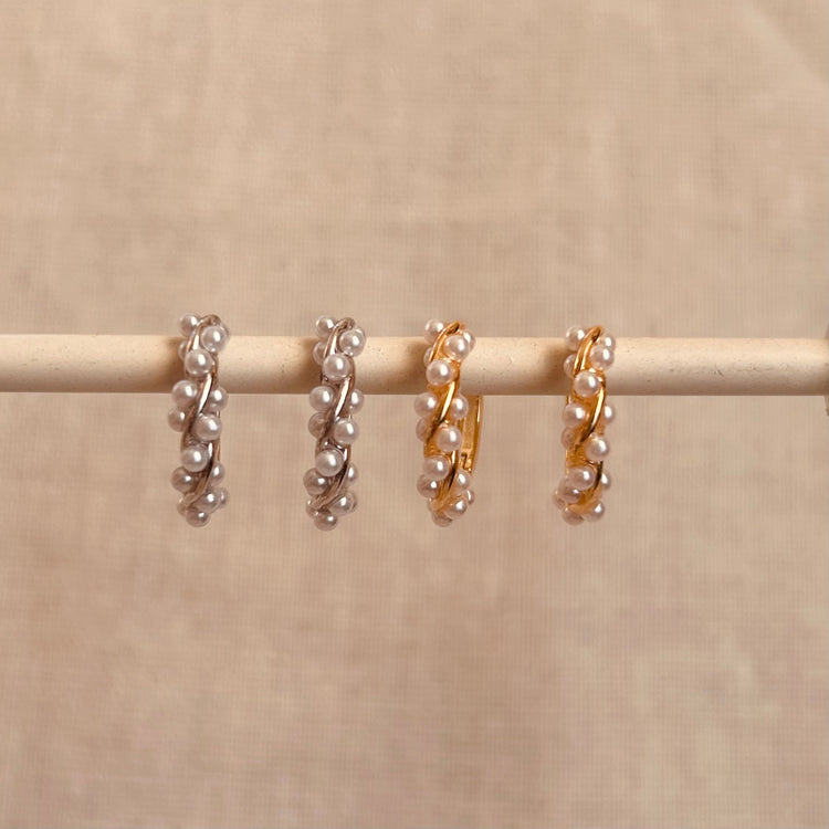 Pearl Twist Hoops – Demi Fine Hoop Earrings – Little Nell Jewellery