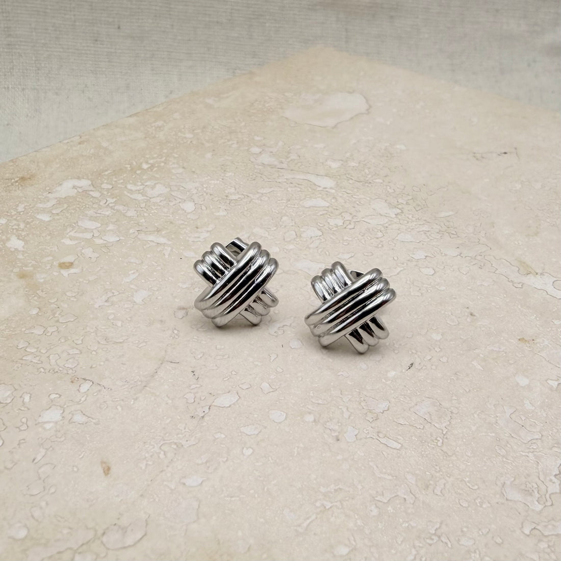 Everyday Silver Triple Cross Studs – Statement Earrings – Little Nell Jewellery