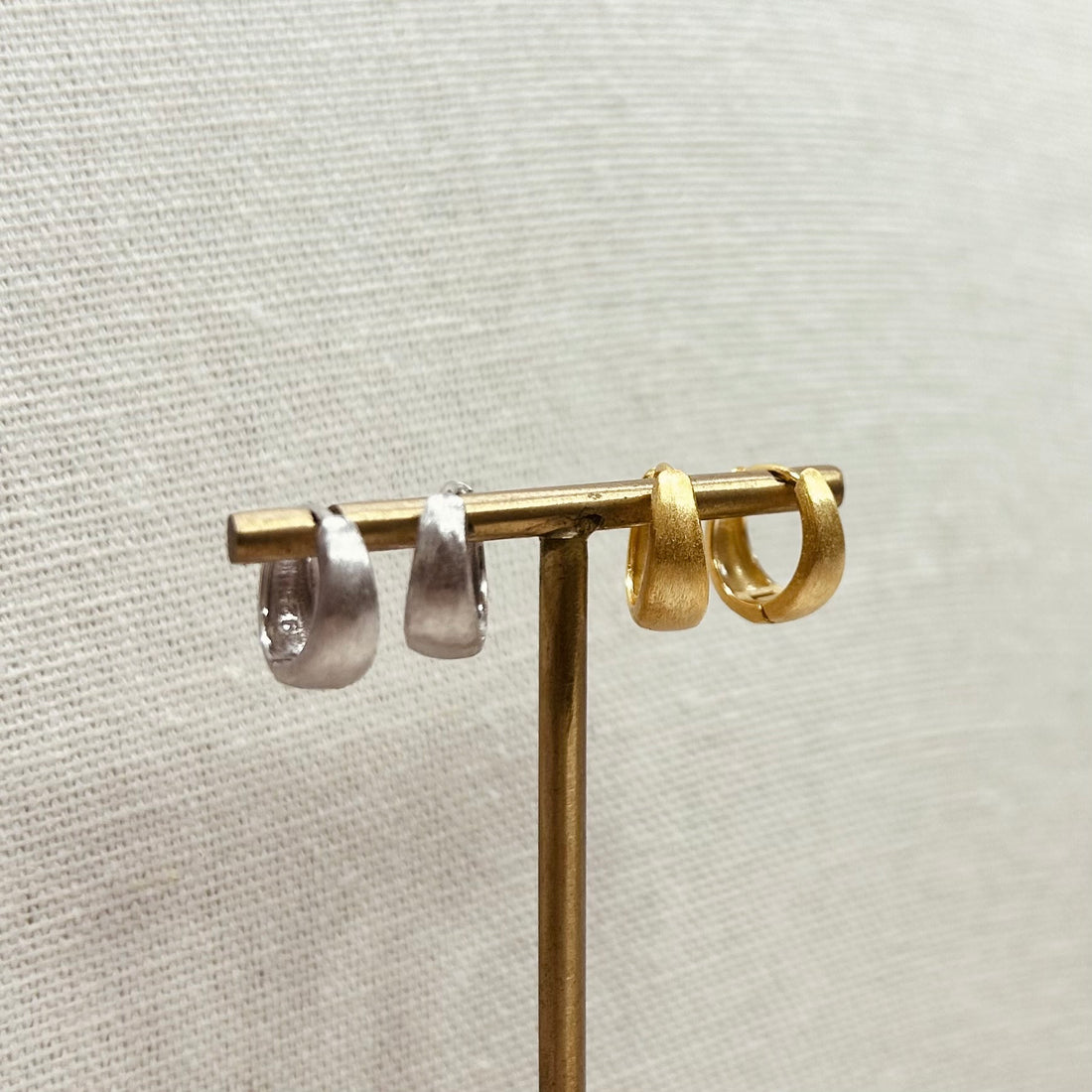 Wide Brushed Huggie Hoops – Demi Fine Hoop Earrings – Little Nell Jewellery