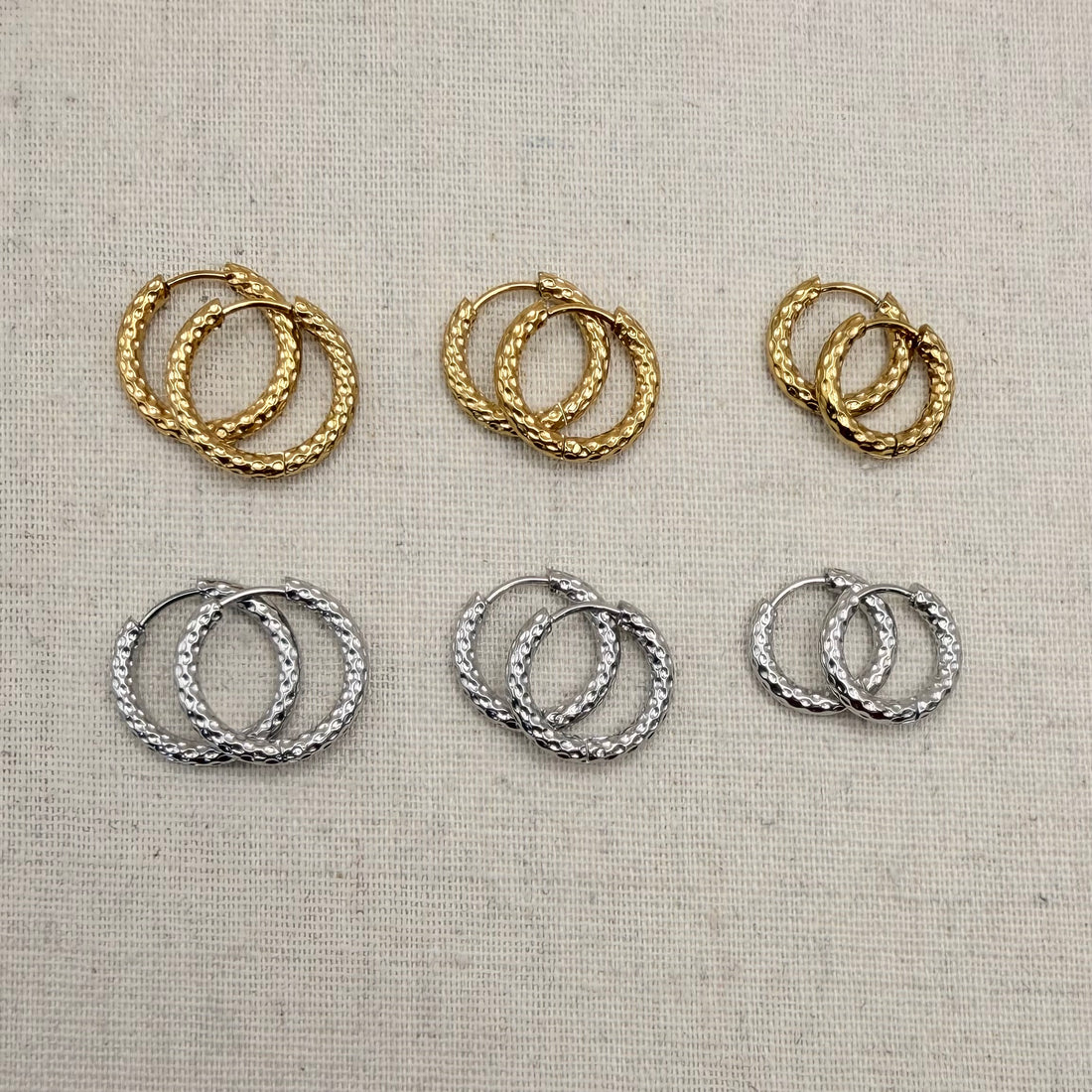 Everyday Dimple Huggies – Hoop Earrings – Little Nell Jewellery