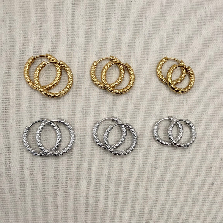 Everyday Dimple Huggies – Hoop Earrings – Little Nell Jewellery