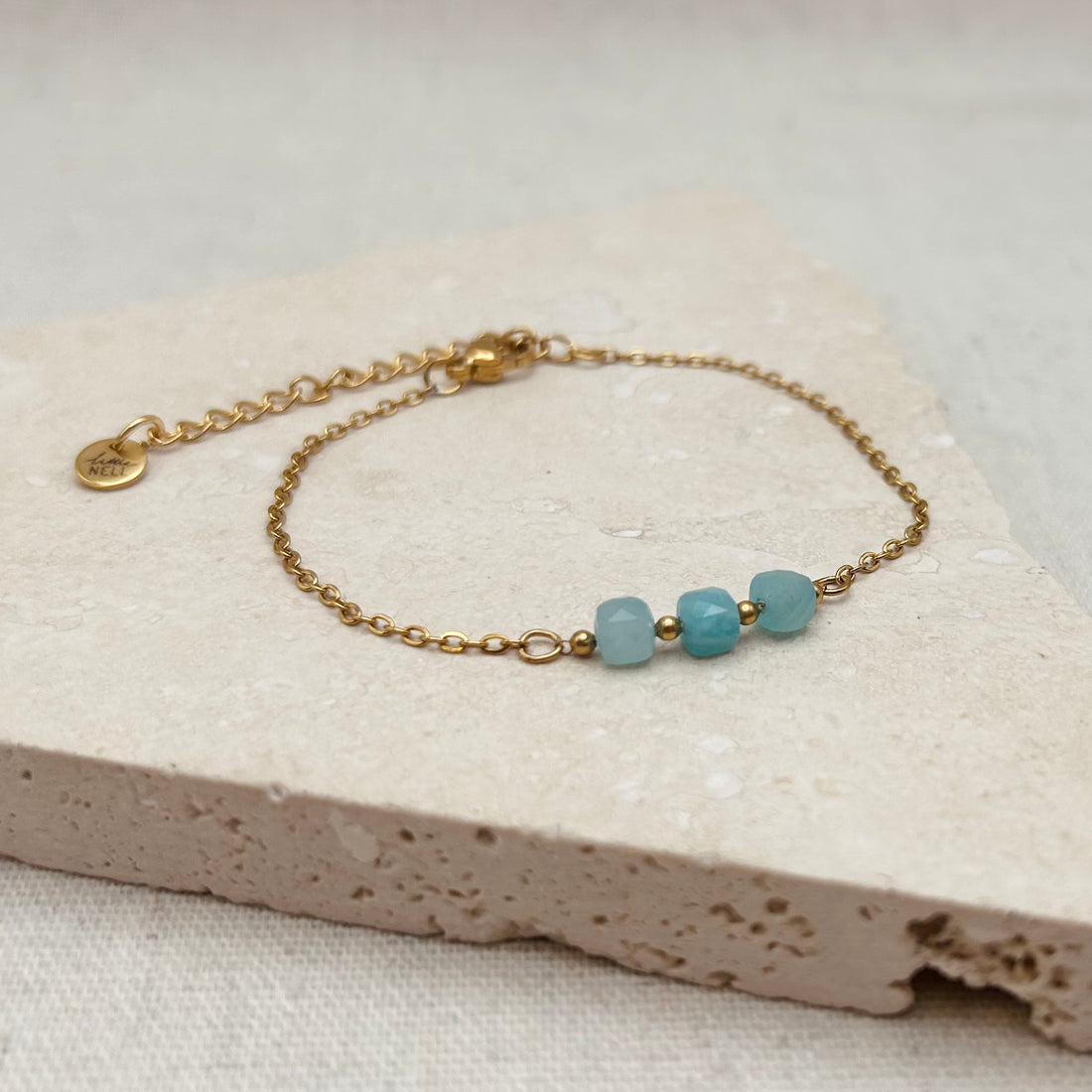 Everyday Amazonite Trio Bead Bracelet – Bracelet – Little Nell Jewellery