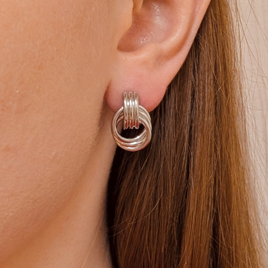 Everyday Silver Double Circle Studs – Statement Earrings – Little Nell Jewellery