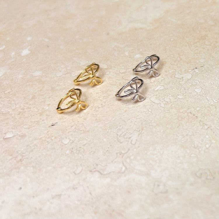 Ribbon Bow Hoops – Demi Fine Hoop Earrings – Little Nell Jewellery