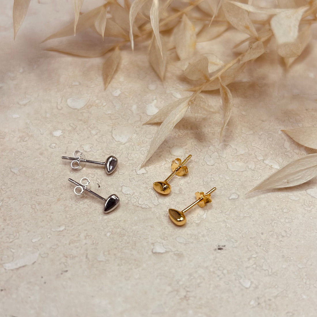 Gold or Silver Pebble Studs – Stud Earrings – Little Nell Jewellery
