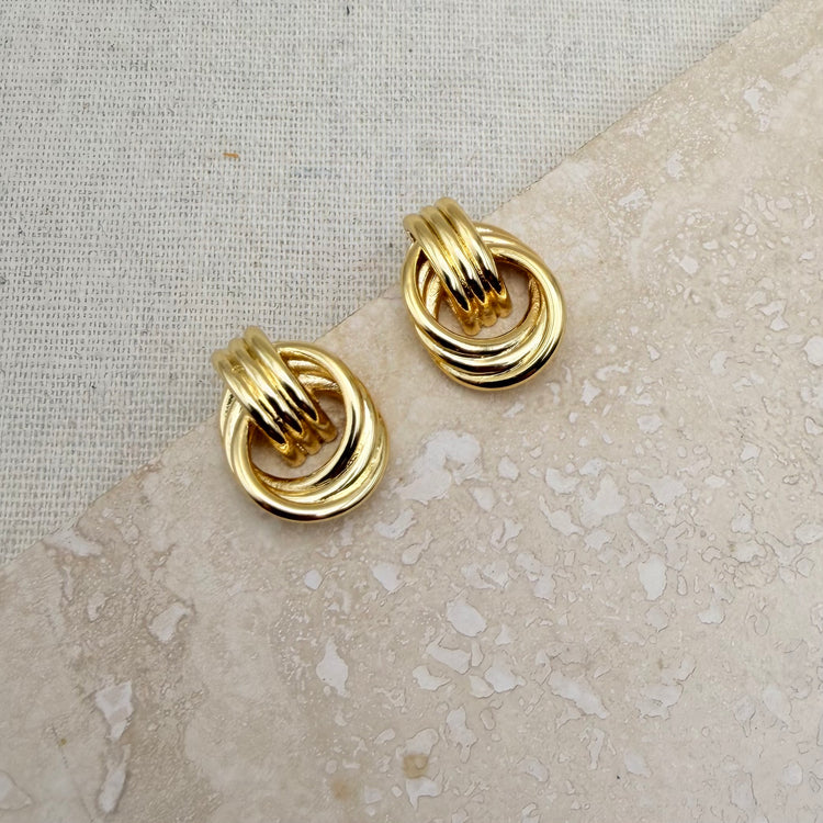 Everyday Gold Double Circle Studs – Statement Earrings – Little Nell Jewellery