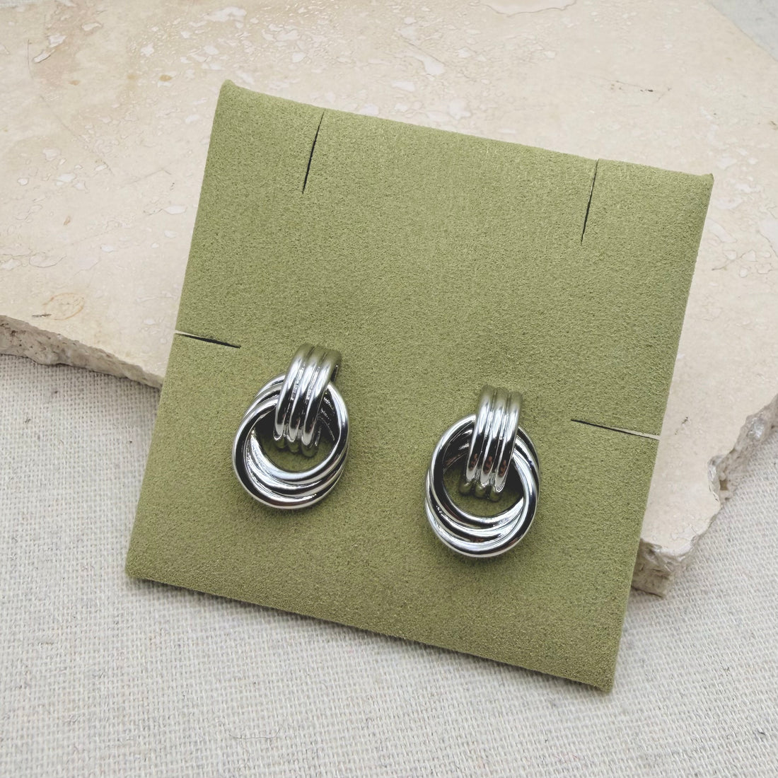 Everyday Silver Double Circle Studs – Statement Earrings – Little Nell Jewellery