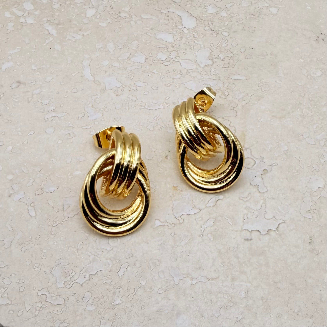 Everyday Gold Double Circle Studs – Statement Earrings – Little Nell Jewellery