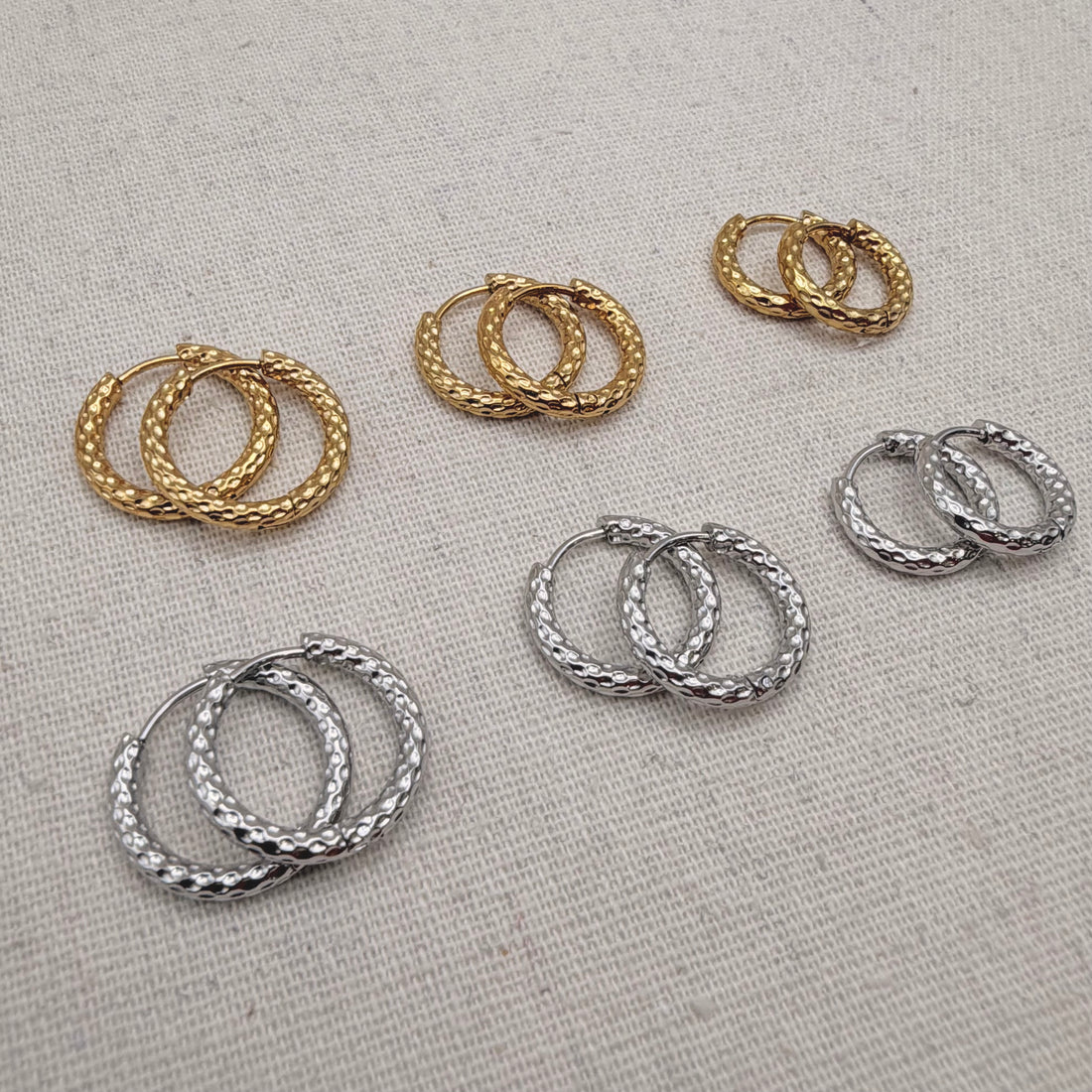 Everyday Dimple Huggies – Hoop Earrings – Little Nell Jewellery