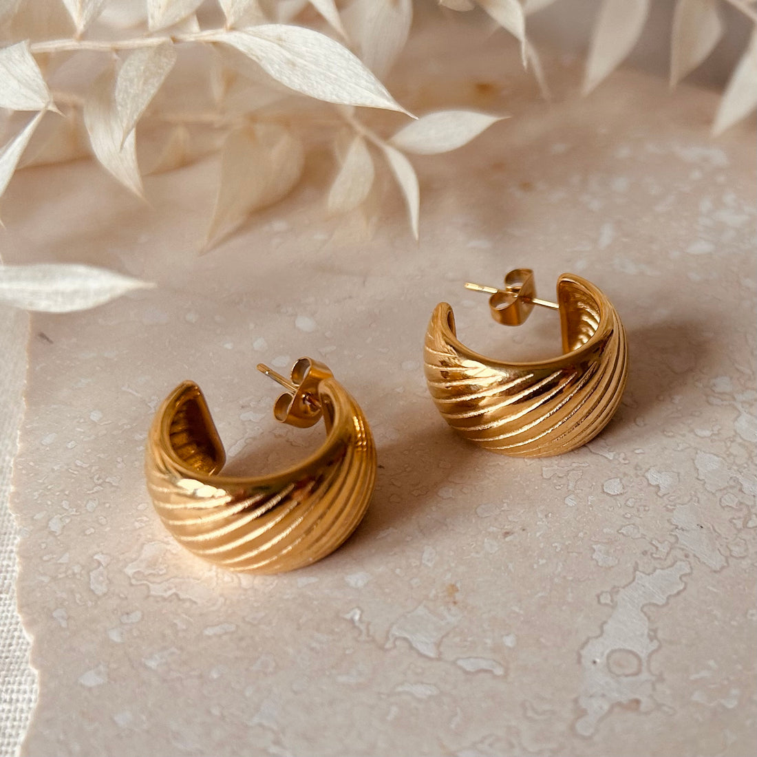Everyday Ridged Hoops – Statement Earrings – Little Nell Jewellery