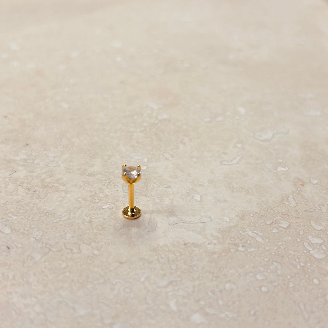 Gold Solitaire Labret – Stud Earrings – Little Nell Jewellery