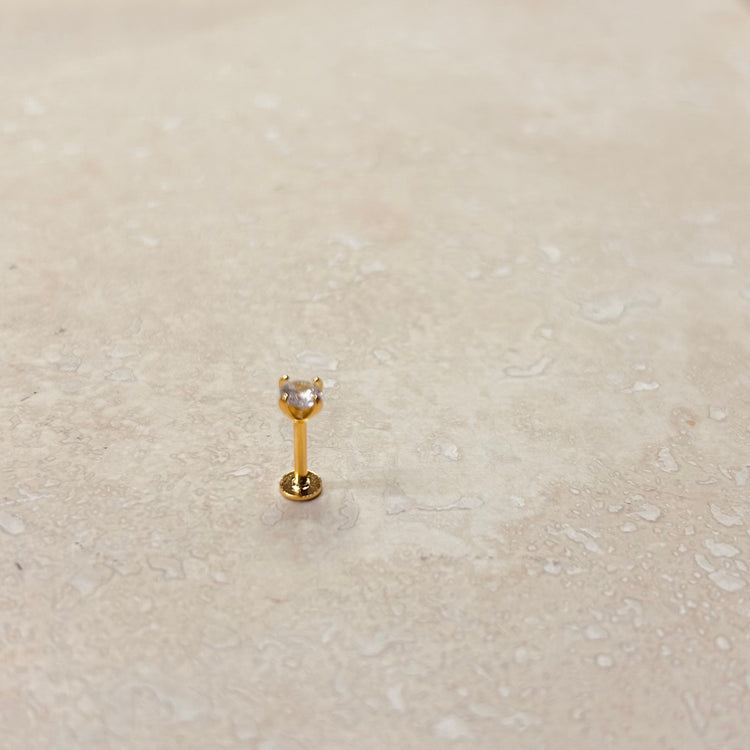 Gold Solitaire Labret – Stud Earrings – Little Nell Jewellery