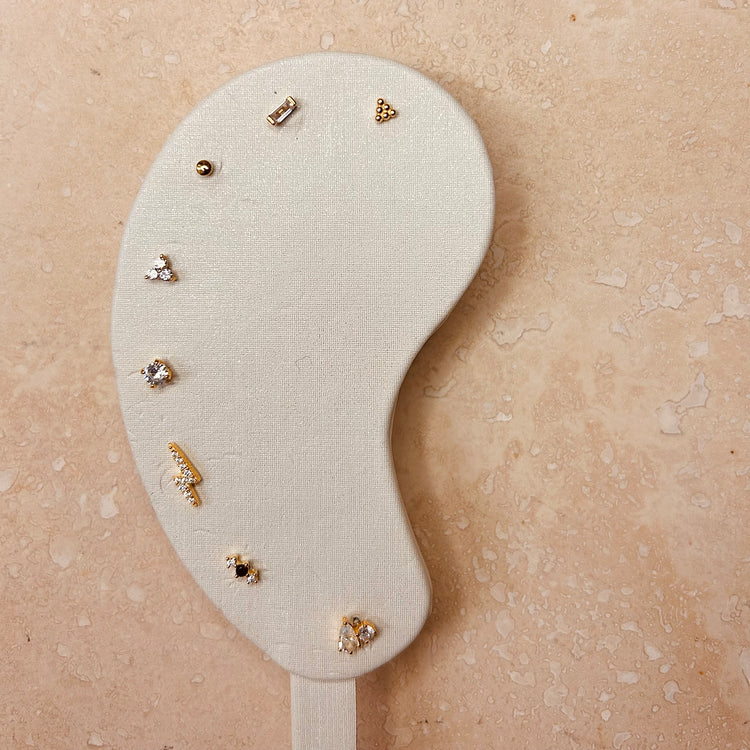 Gold Solitaire Labret – Stud Earrings – Little Nell Jewellery