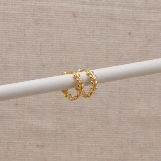 Gold Laurel Huggie Hoops