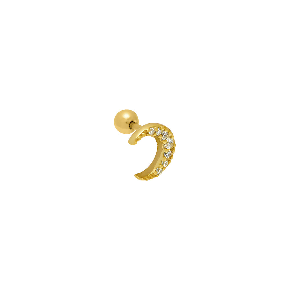 Single Jewelled Moon Barbell Stud