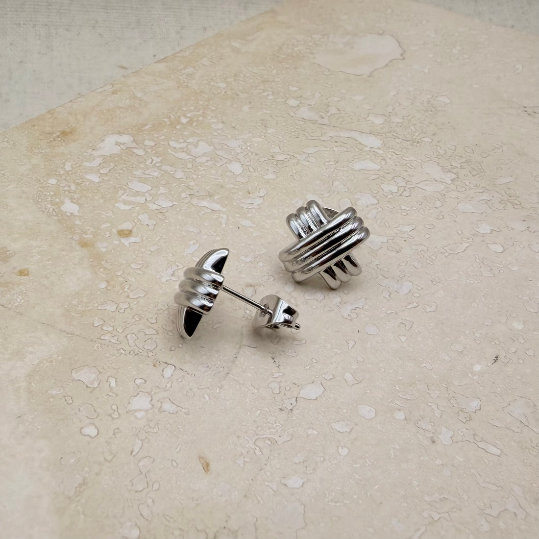 Everyday Silver Triple Cross Studs – Statement Earrings – Little Nell Jewellery