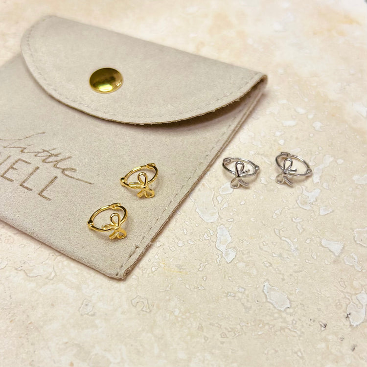 Ribbon Bow Hoops – Demi Fine Hoop Earrings – Little Nell Jewellery