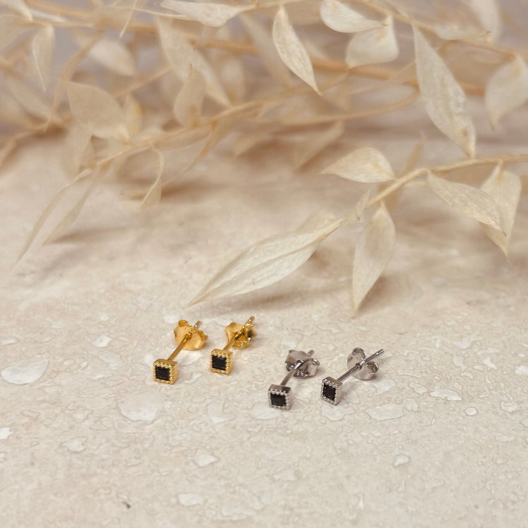 Gold Noir Gift Set – Stud Earrings – Little Nell Jewellery