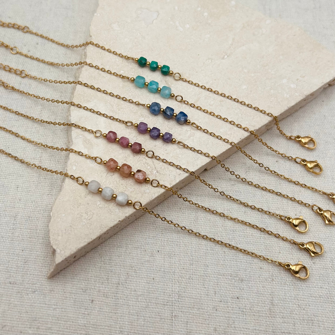 Everyday Moonstone Trio Bead Bracelet – Bracelet – Little Nell Jewellery
