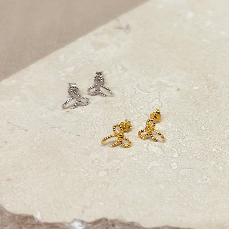 Ribbon Bow Studs – Stud Earrings – Little Nell Jewellery