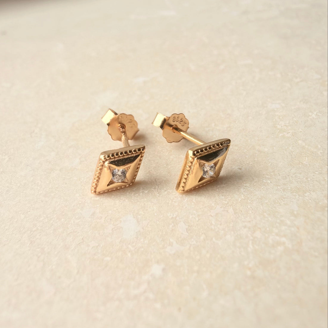 Gold Deco Studs – Stud Earrings – Little Nell Jewellery