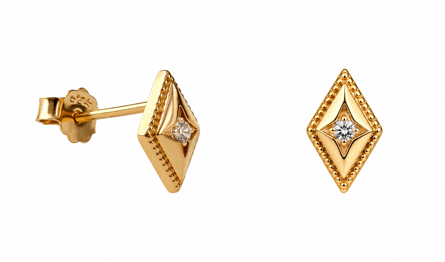 Gold Deco Studs – Stud Earrings – Little Nell Jewellery