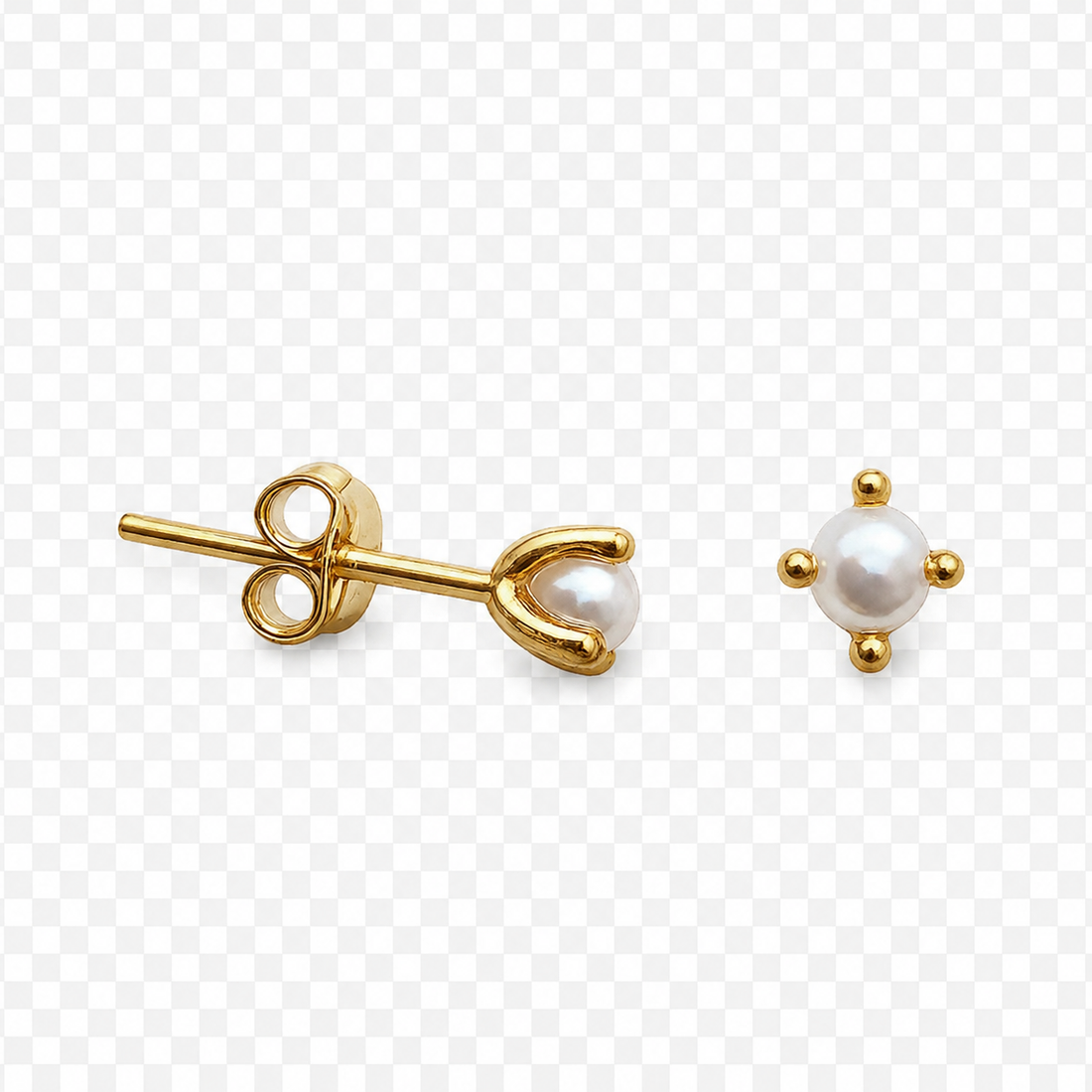 Gold Pearl Studs – Stud Earrings – Little Nell Jewellery