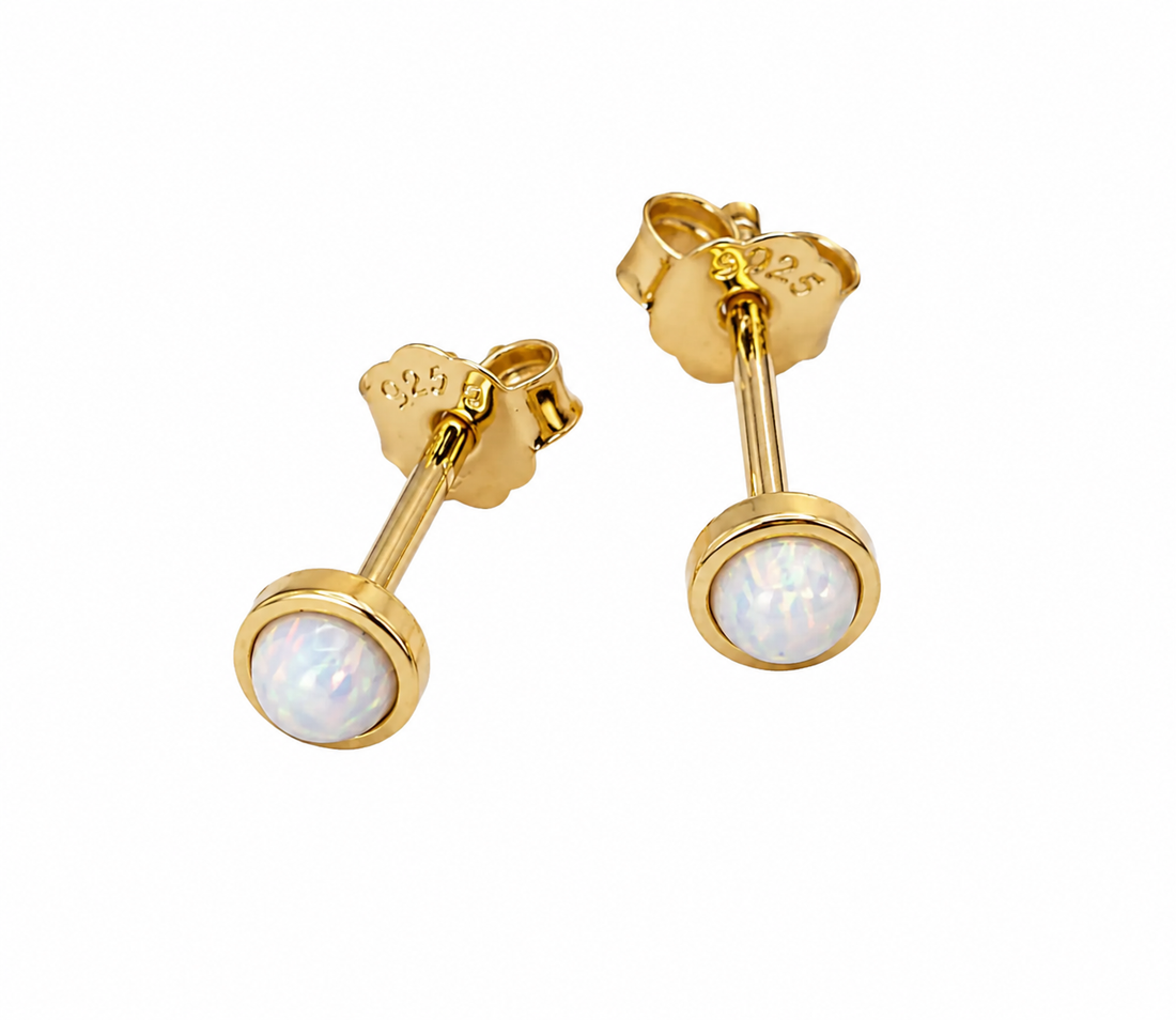 Gold Opal Studs – Stud Earrings – Little Nell Jewellery