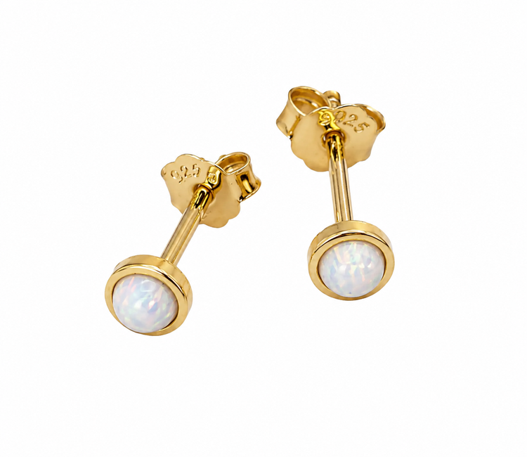Gold Opal Studs – Stud Earrings – Little Nell Jewellery