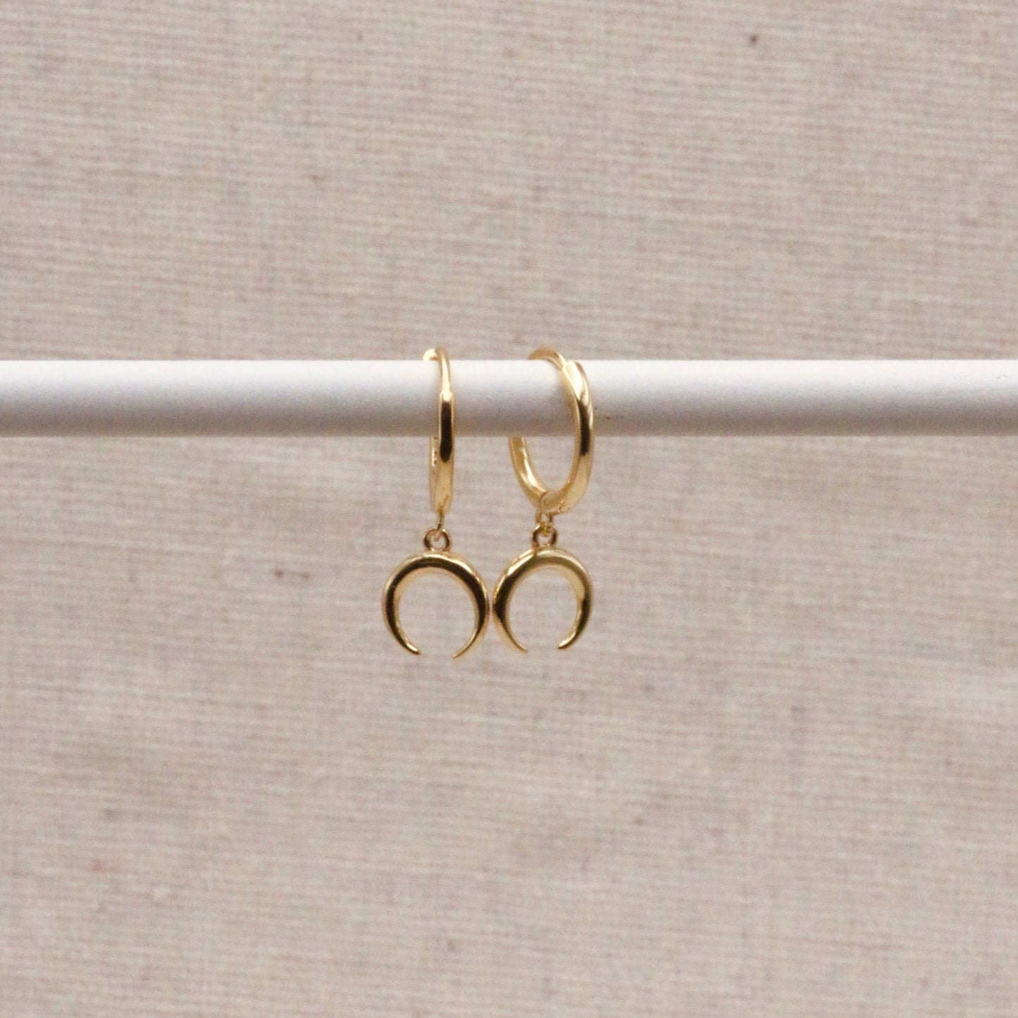 Gold Horn Crescent Hoops