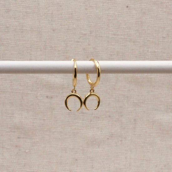 Gold Horn Crescent Hoops