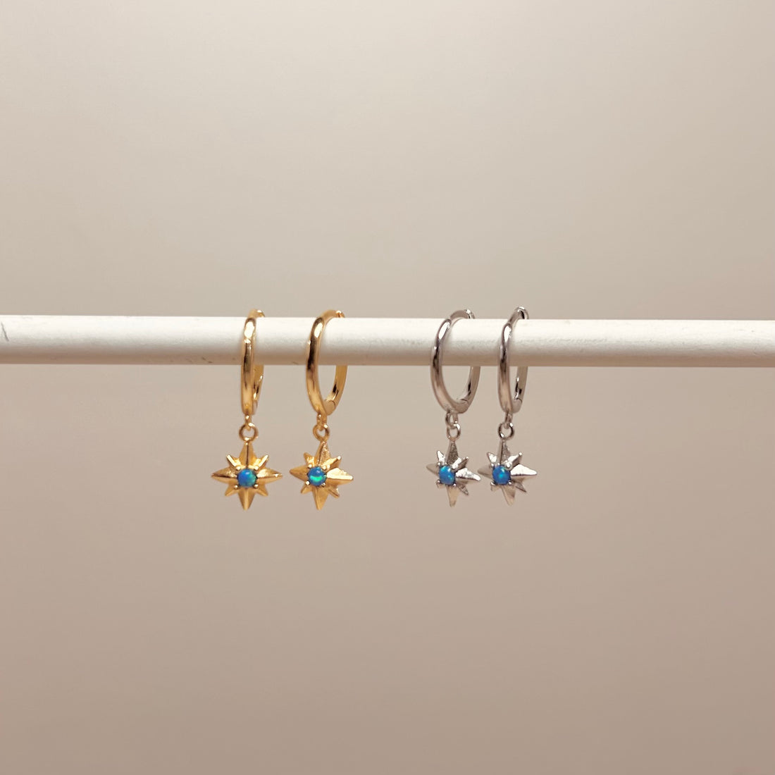 Opal Starburst Hoops – Demi Fine Hoop Earrings – Little Nell Jewellery