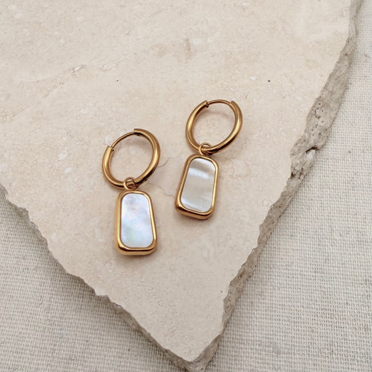 Everyday Mother of Pearl Hoops – Hoop Earrings – Little Nell Jewellery