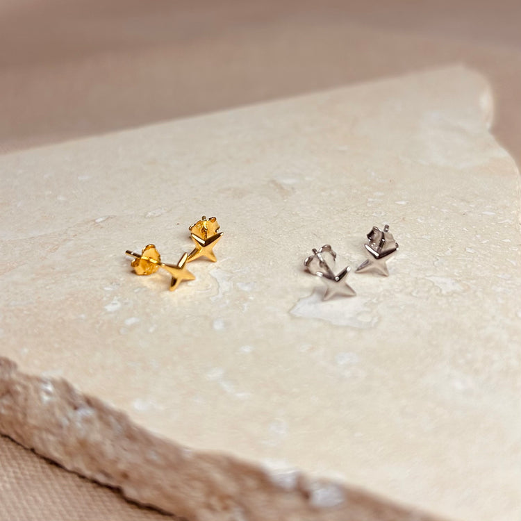 Gold or Silver Starlight Studs – Stud Earrings – Little Nell Jewellery