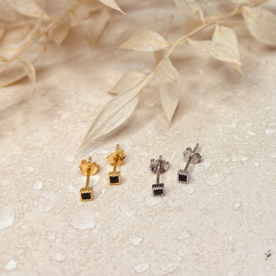 Gold Noir Gift Set – Stud Earrings – Little Nell Jewellery