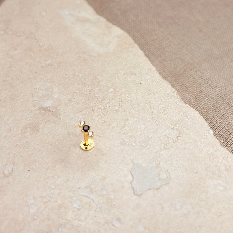 Gold Noir Trio Labret – Stud Earrings – Little Nell Jewellery