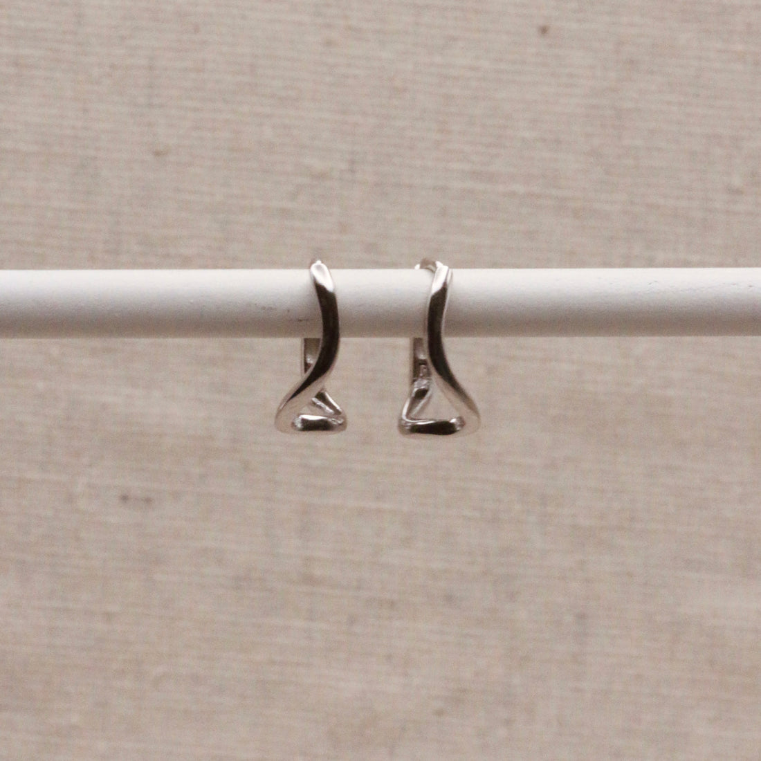 Silver Abstract Wave Hoops – Demi Fine Hoop Earrings – Little Nell Jewellery
