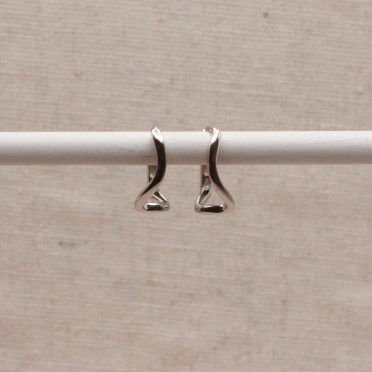 Silver Abstract Wave Hoops – Demi Fine Hoop Earrings – Little Nell Jewellery