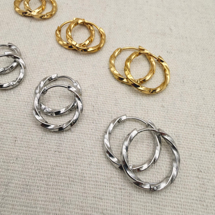 Everyday Twist Huggies – Hoop Earrings – Little Nell Jewellery
